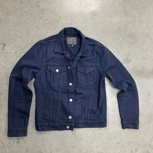 Lucky Brand dark wash navy denim tomboy trucker jacket